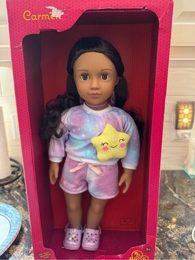 Our Generation 18" Multicolor Star Pajama Doll - Pink & Purple. carmen NIB